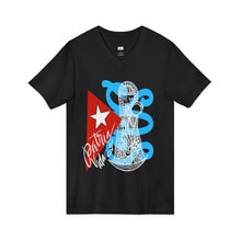 Cuba Pride V-Neck Tee – Red Star & Blue Wave Cuban Flag Design
