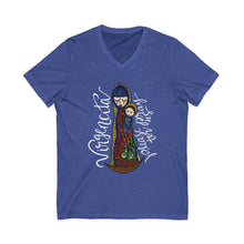 Virgin Mary & Child V-Neck Tee — Religious Icon Graphic Shirt