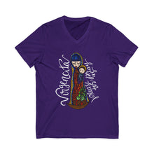 Virgin Mary & Child V-Neck Tee — Religious Icon Graphic Shirt