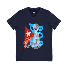 Cuba Pride V-Neck Tee – Red Star & Blue Wave Cuban Flag Design