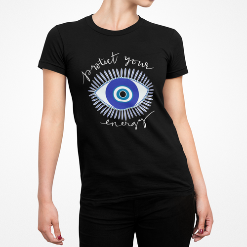 Protect Your Energy Evil Eye Women's Softstyle Tee, Motivational T-Shirt, Spiritual Gift, Self-Care Apparel, Evil Eye Shirt, Mindfulness Clothing