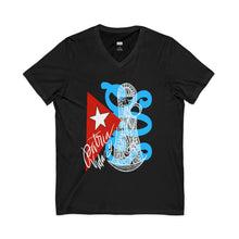 Cuba Pride V-Neck Tee – Red Star & Blue Wave Cuban Flag Design