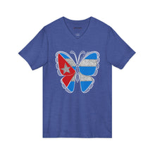 Cuban Flag Butterfly V-Neck Tee