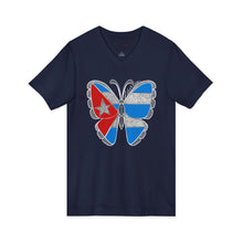 Cuban Flag Butterfly V-Neck Tee