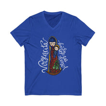 Virgin Mary & Child V-Neck Tee — Religious Icon Graphic Shirt