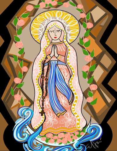 Our Lady of Lourdes High Quality Paper Matted Print