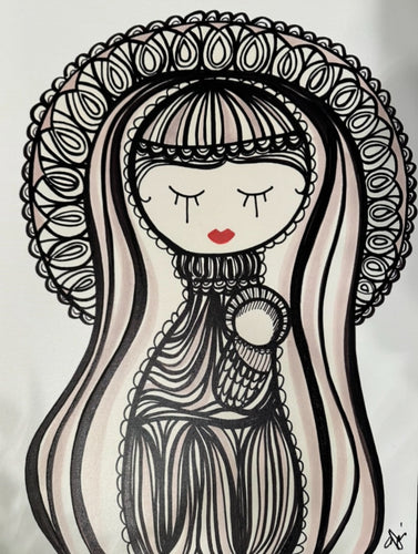 Black & White Virgen High Quality Paper Matted Print