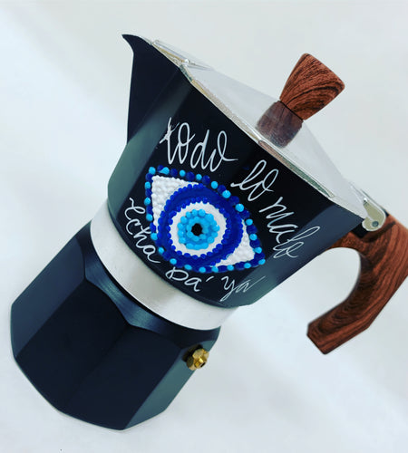 Evil Eye Hand Painted Cafetera - Medium